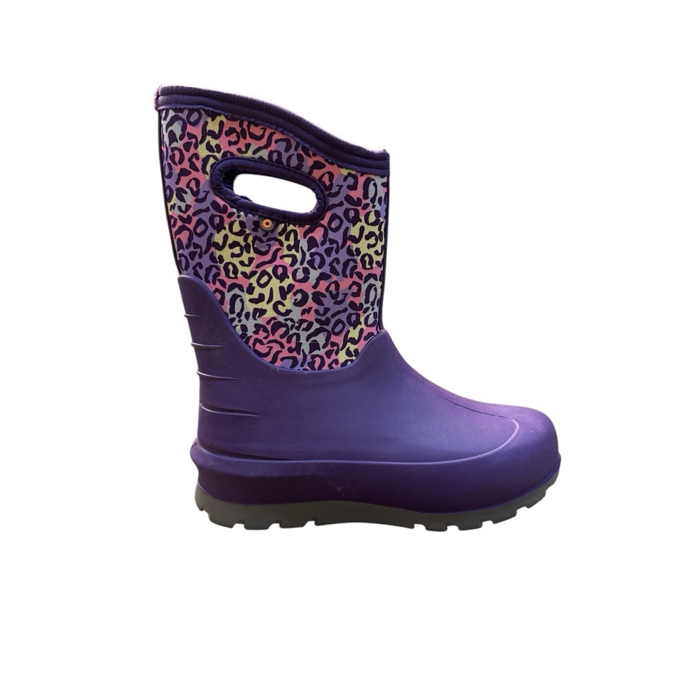 Bogs Boots Girls Size‎ 6 Big Kids Youth Purple Leopard Neo-Classic Insulated